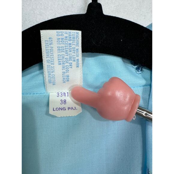 Vintage Katz Pajama Set Blue Floral Embroidered Lace‎ Short Sleeve Pants 38 NOS - Picture 8 of 8